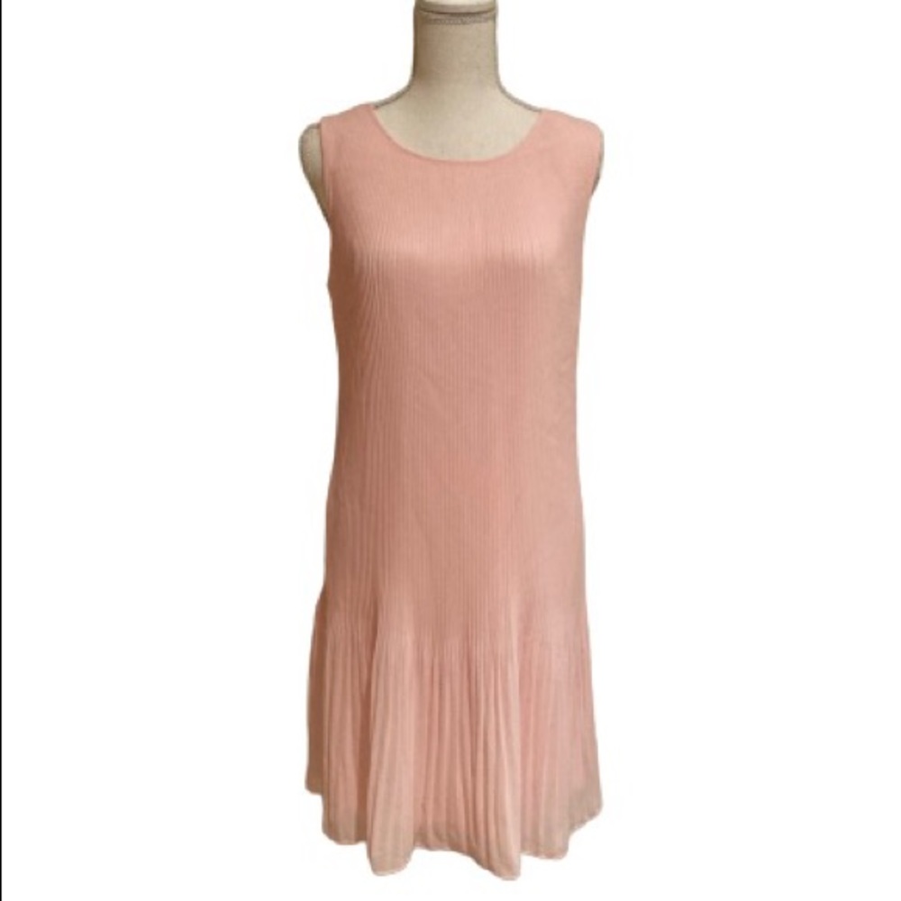 NWOT DKNY Pleated Sleeveless Midi Dress, Pink, Size 8